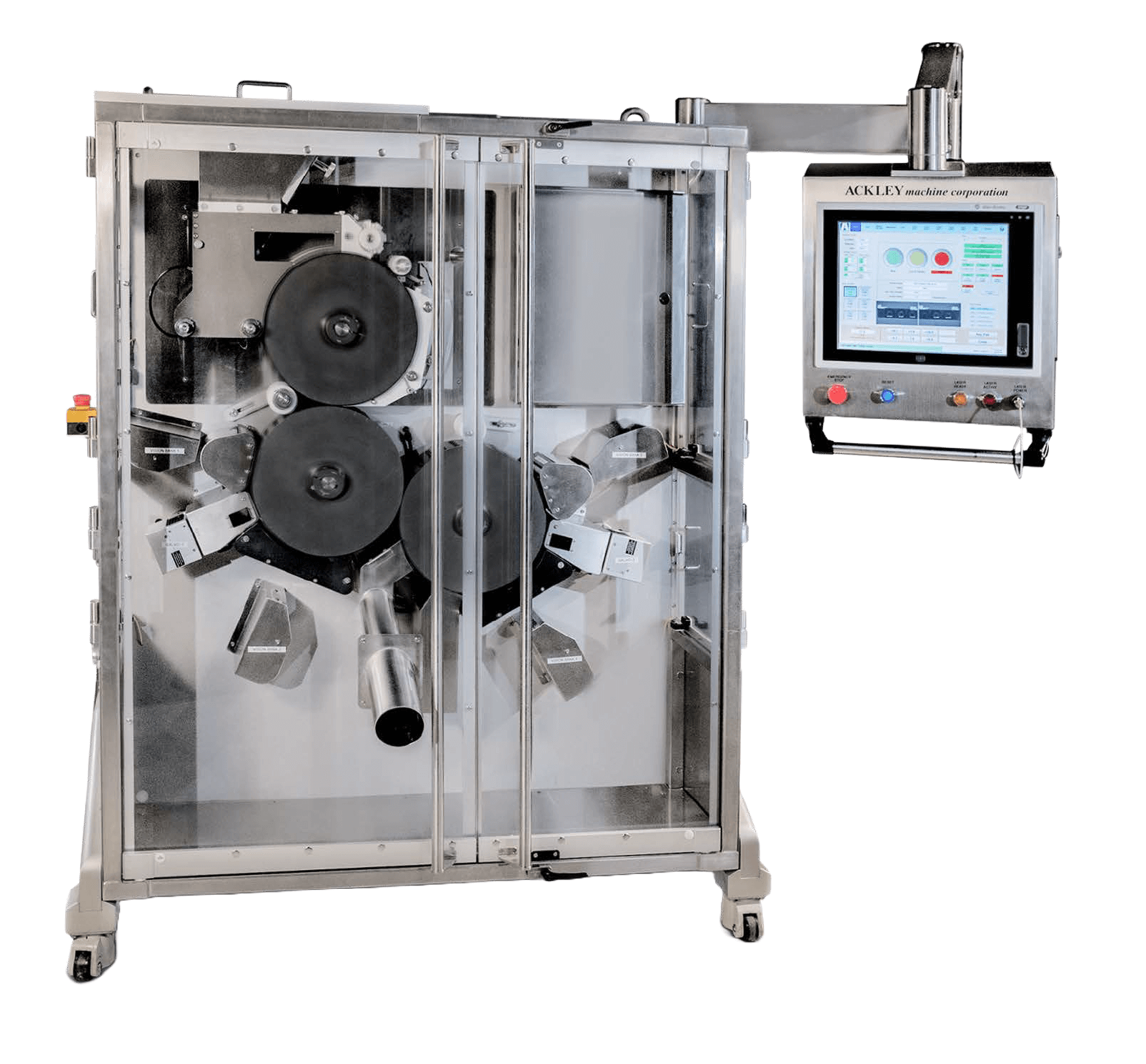 stainless stell image of the servo drum laser drill machine on a white background