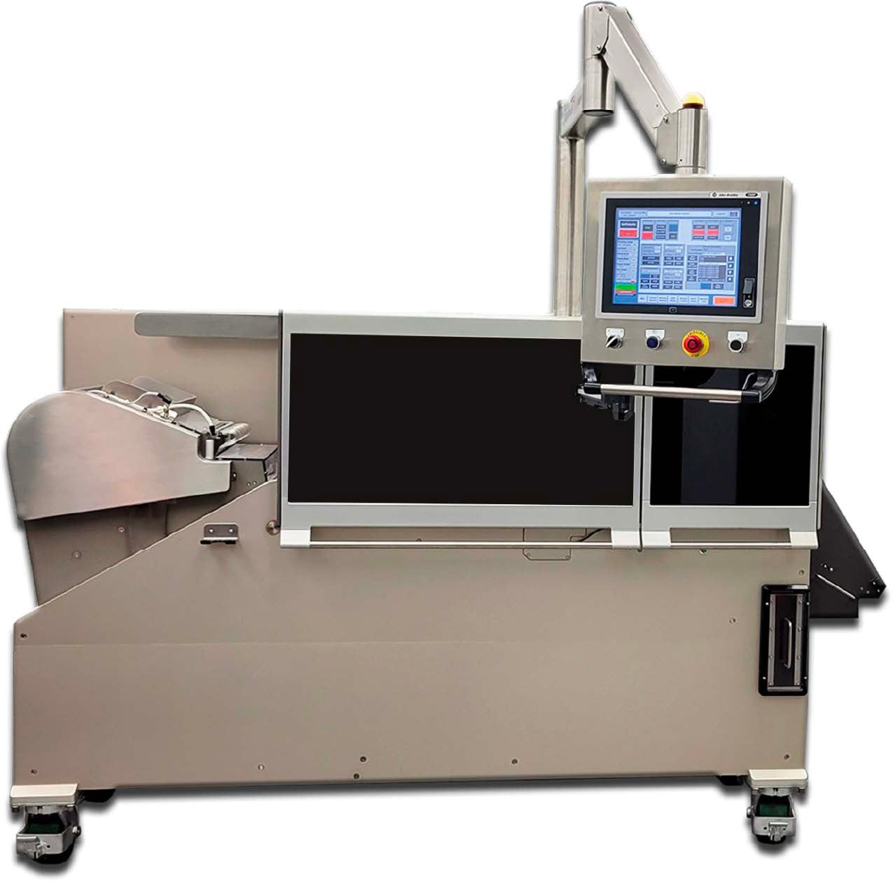 photo of the IBM laser writer machine showing the touchscreen. on a white background.